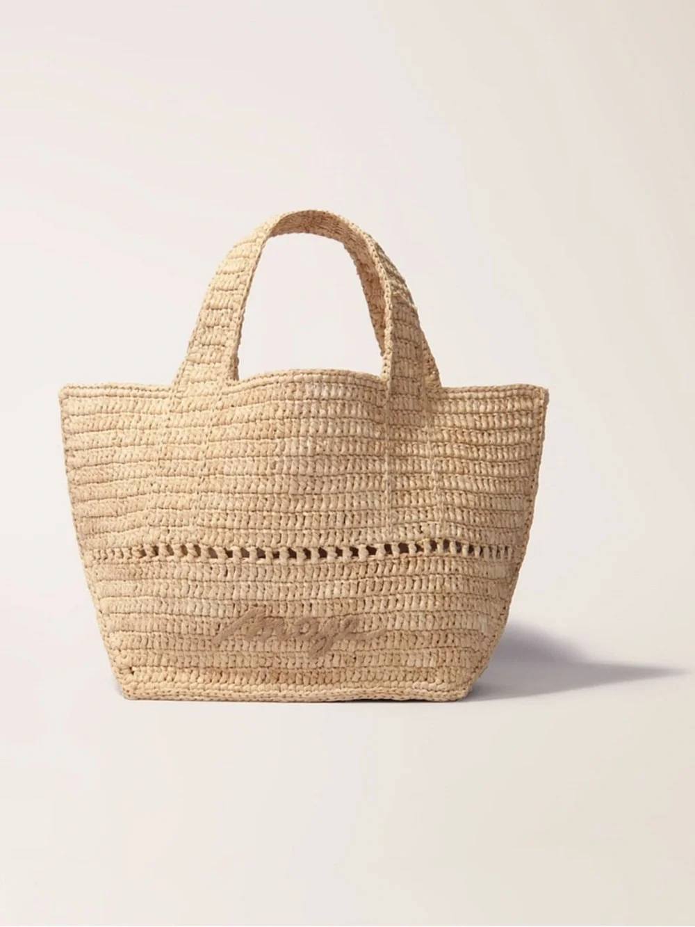 MAJE Woven Straw mini  Tote Bag in Natural Tan